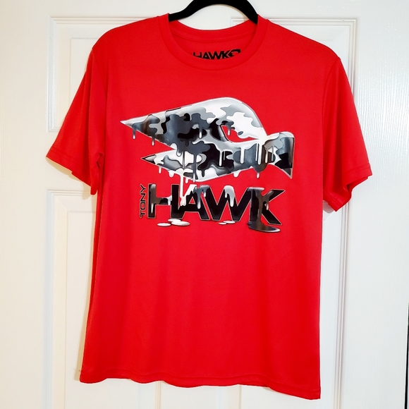Tony Hawk Dripping logo graphic tee red short sleeve UNISEX Lg. EUC - Picture 1 of 4